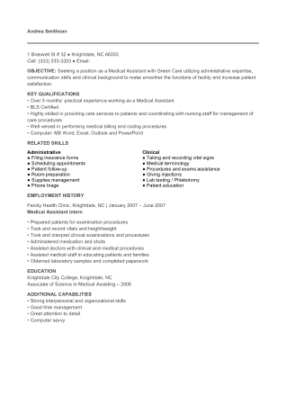 Skills For Medical Assistant Resume Template