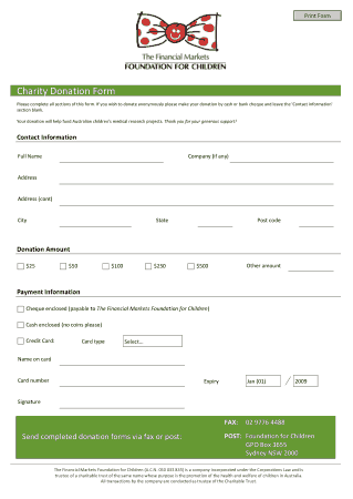 Free Download PDF Books, Charity Donation Form Example Template