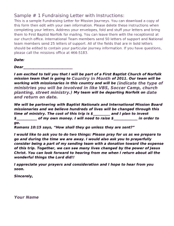 Charity Fundraising Letter Sample Template