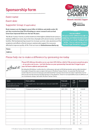 Free Download PDF Books, Formal Charity Sponsorship Form Template