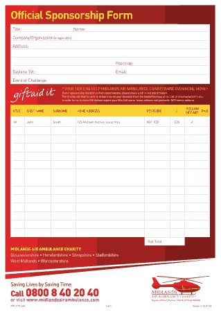 Free Download PDF Books, Simple Charity Sponsorship Form Template