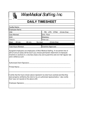 Free Download PDF Books, Printable Daily Timesheet Template
