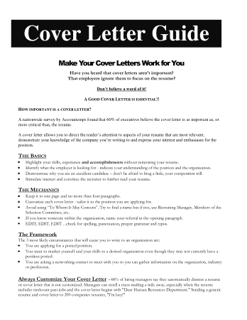 Cover Letter Guide Template