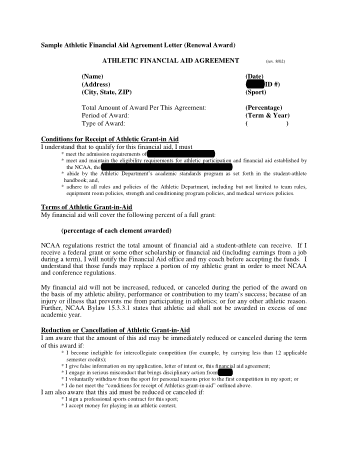 Financial Agreement Letter Template
