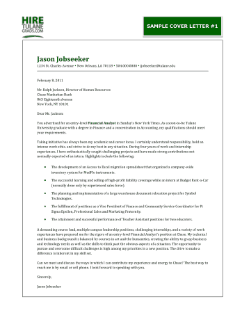 Financial Cover Letter Template
