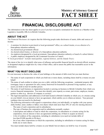 Financial Disclosure Act Template