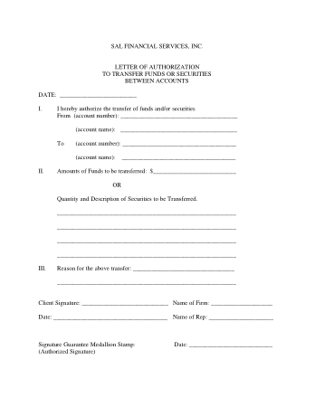 Financial Transfer Authorization Letter Template