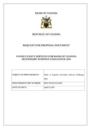 Request For Proposal Document Bank of Uganda Template