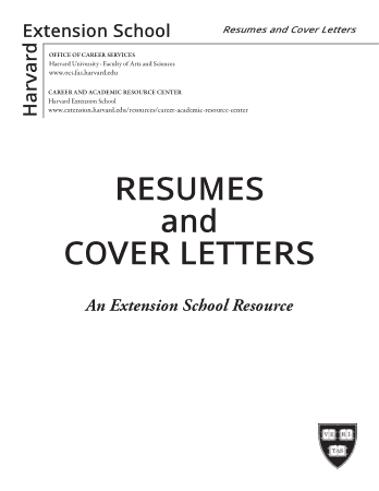 Resumes and Cover Letters An Extension School Resources Template