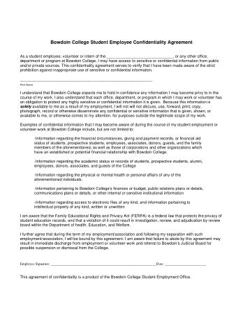 Student Employee Financial Confidentiality Agreement Template