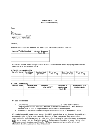 Bank Proposal Letter for Business Loan Template