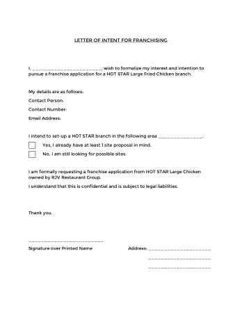 Business Franchise Proposal Letter Template