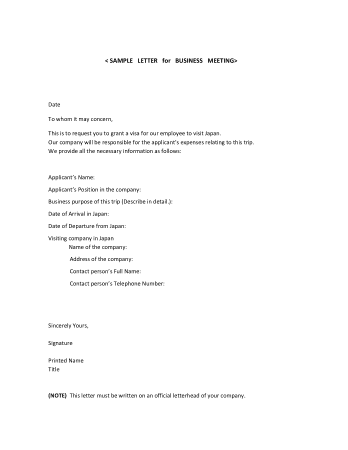 Business Meeting Proposal Letter Example Template