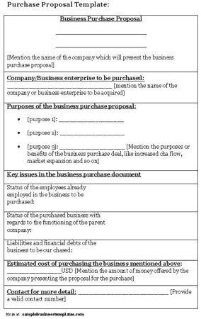 Business Purchase Proposal Document Template