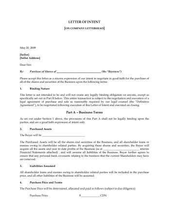 Business Purchase Proposal Letter Template