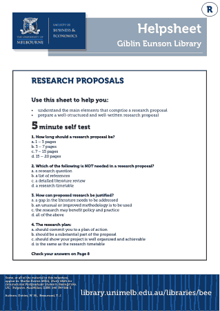 Business Research Project Proposal Template