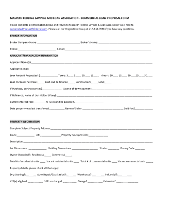 Commercial Loan Proposal Template