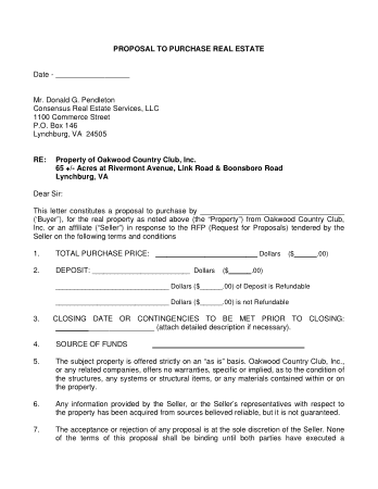 Commercial Real Estate Proposal Letter Template