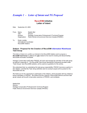 Letter of Intent Business Proposal Template
