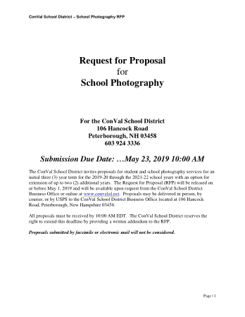 Request for Proposal for School Photography Template