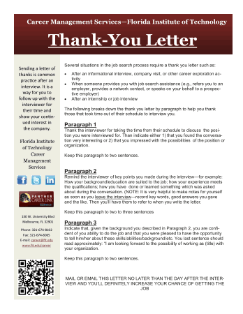 Career Management Service Thank You Letter Template