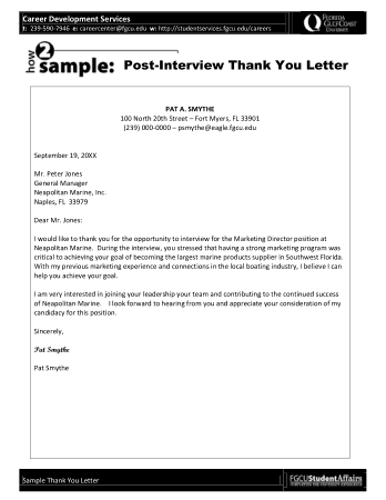 General Post Interview Thank You Letter Template