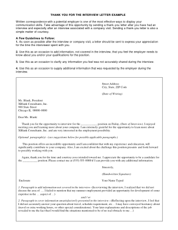Interview Opportunity Thank You Letter Template