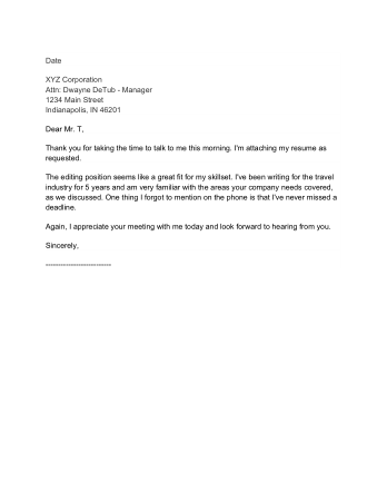 Phone Interview Thank You Letter Template