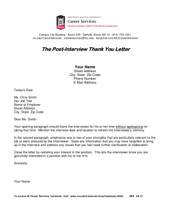 Post Interview Thank You Letter Format Template