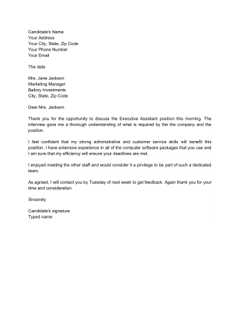 Sample Interview Thank You Letter Template