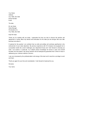 Sample Second Interview Thank You Letter Template