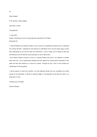 Sample Thank You Letter To Interviewer Template