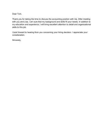 Thank You Letter After Phone Interview Download Template