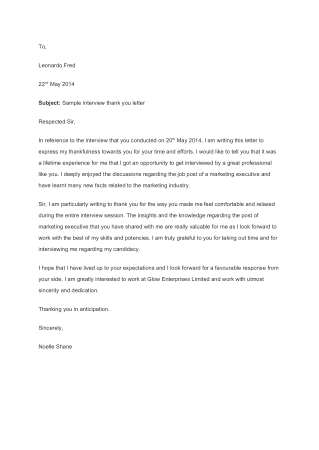 Thank You Letter Template Sample Template