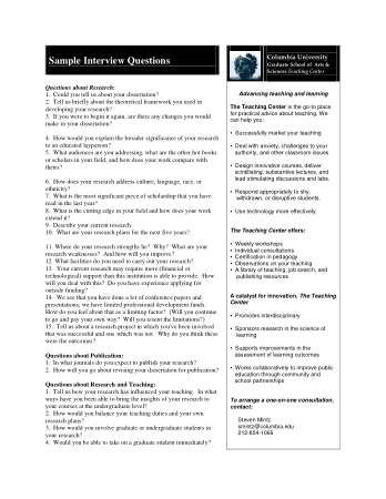 Sample University Interview Questions Template