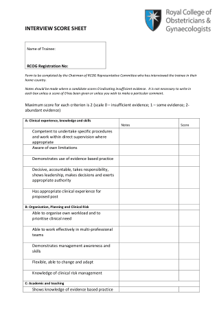 Free Download PDF Books, College Interview Score Sheet Template