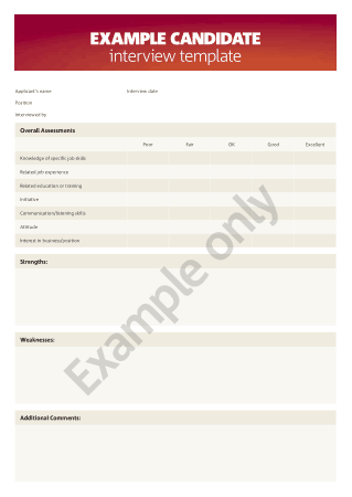 Candidate Interview Sample Template