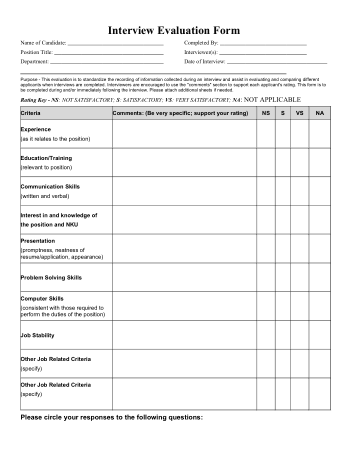Free Download PDF Books, Interview Evaluation Form Template