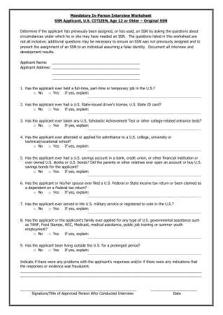 Free Download PDF Books, Mandatory In Person Interview Worksheet Template