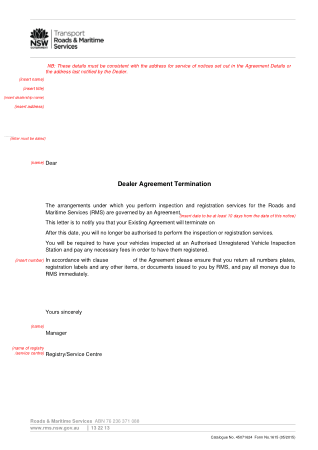 Dealer Agreement Termination Letter Template