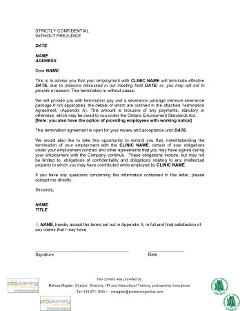 Sample Termination Agreement Free Template