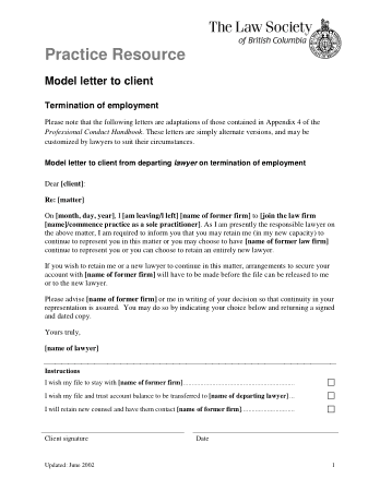 Client Termination Letter to Lawyer Template