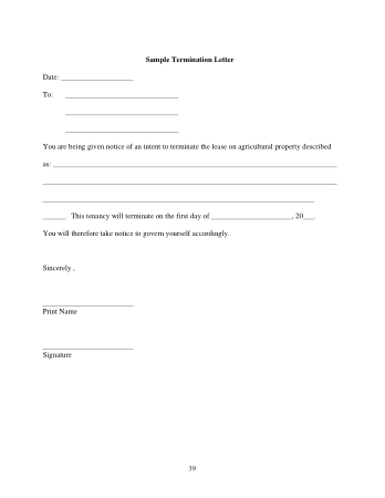Free Download PDF Books, Fillable Sample Termination Letter Template