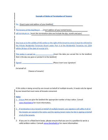 Free Sample Rental Termination Letter from Tenant Template