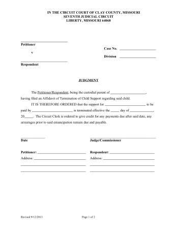 Order To Terminate Child Support Template