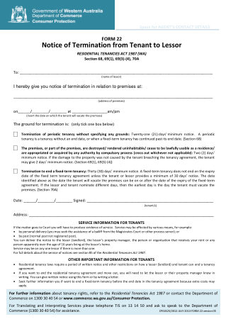 Tenancy Termination Letter Formet From Tenant to Lessor Template