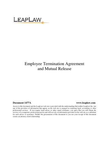 Free Download PDF Books, Termination of Employment Agreement Template