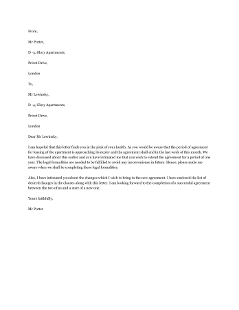 Apartment Lease Termination Agreement Letter Template