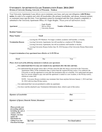 Apartment Lease Termination Form Template