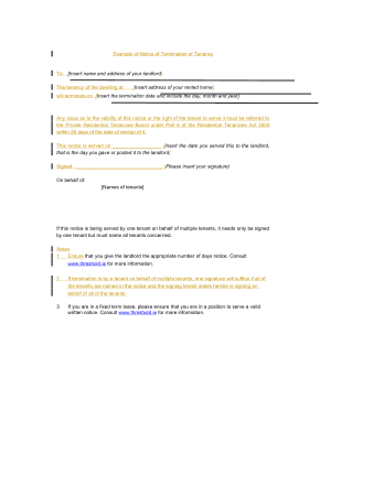 Sample Lease Termination Form Template